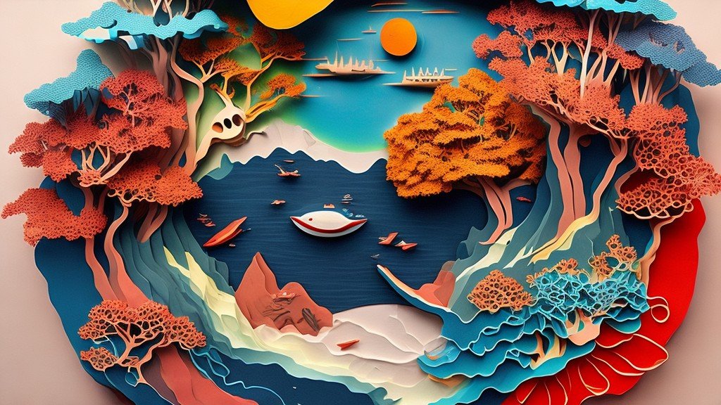 paper art earth oceans